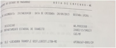 Nota de empenho comprova que pagamento favoreceu a empresa contratada