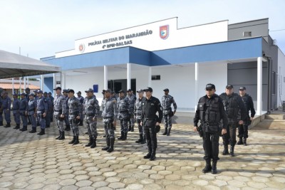 O governador Flávio Dino inaugurou o 4º Batalhão da Polícia Militar e a Avenida do Contorno no município de Balsas. Karlos Geromy/Secap